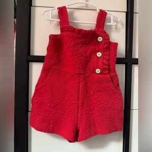 Janie and Jack Red Quilted Romper -12-18 mo